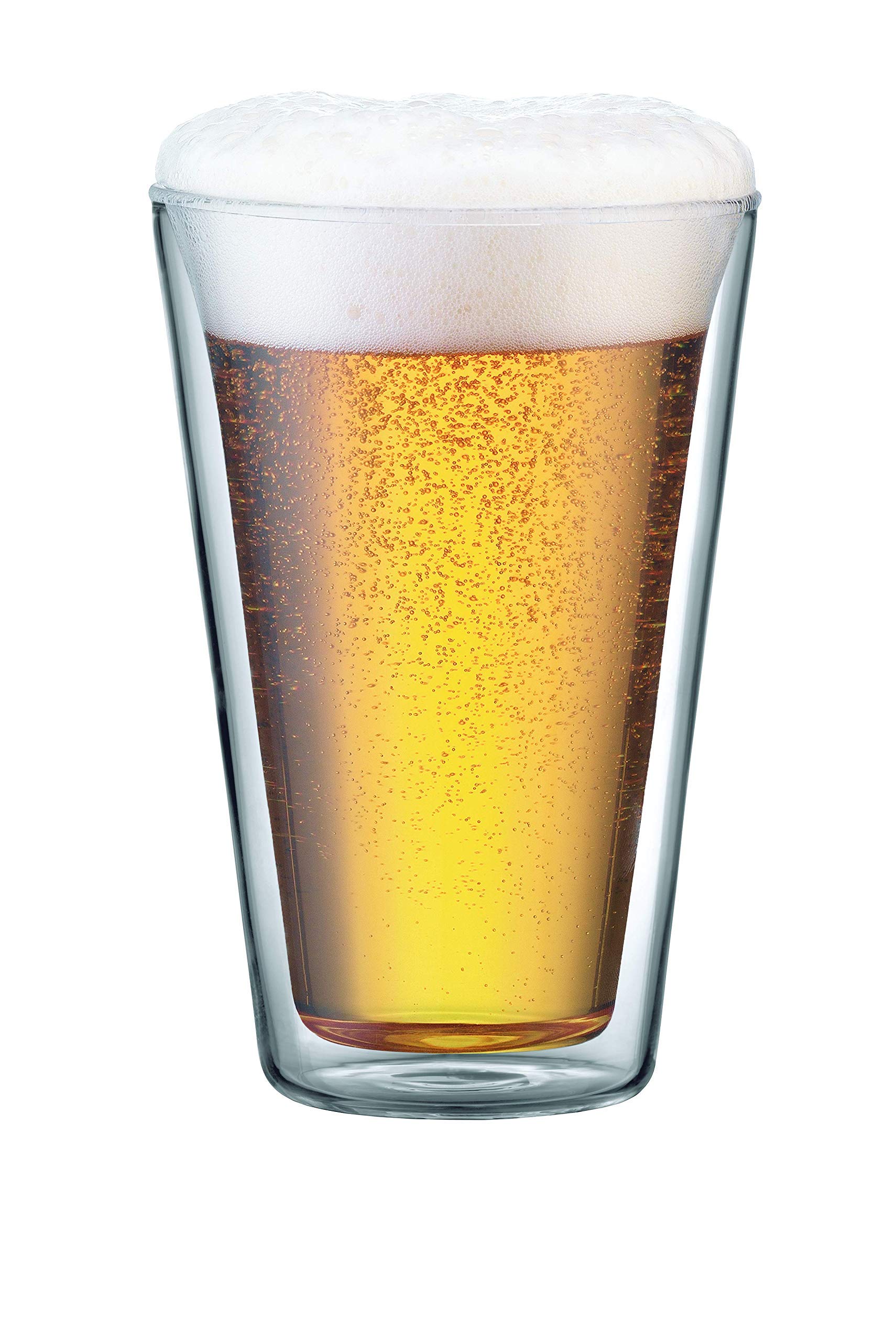 Bodum Canteen Double Wall Glass Set, Mouth Blown Borosilicate Glass - 0.4 L, Transparent, Pack of 2