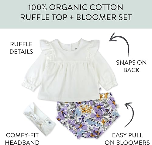 Miniatura 3 de HonestBaby Fashion Outfit Sets Tops and Bottoms 100% Organic Cotton for Baby and Toddler Girls