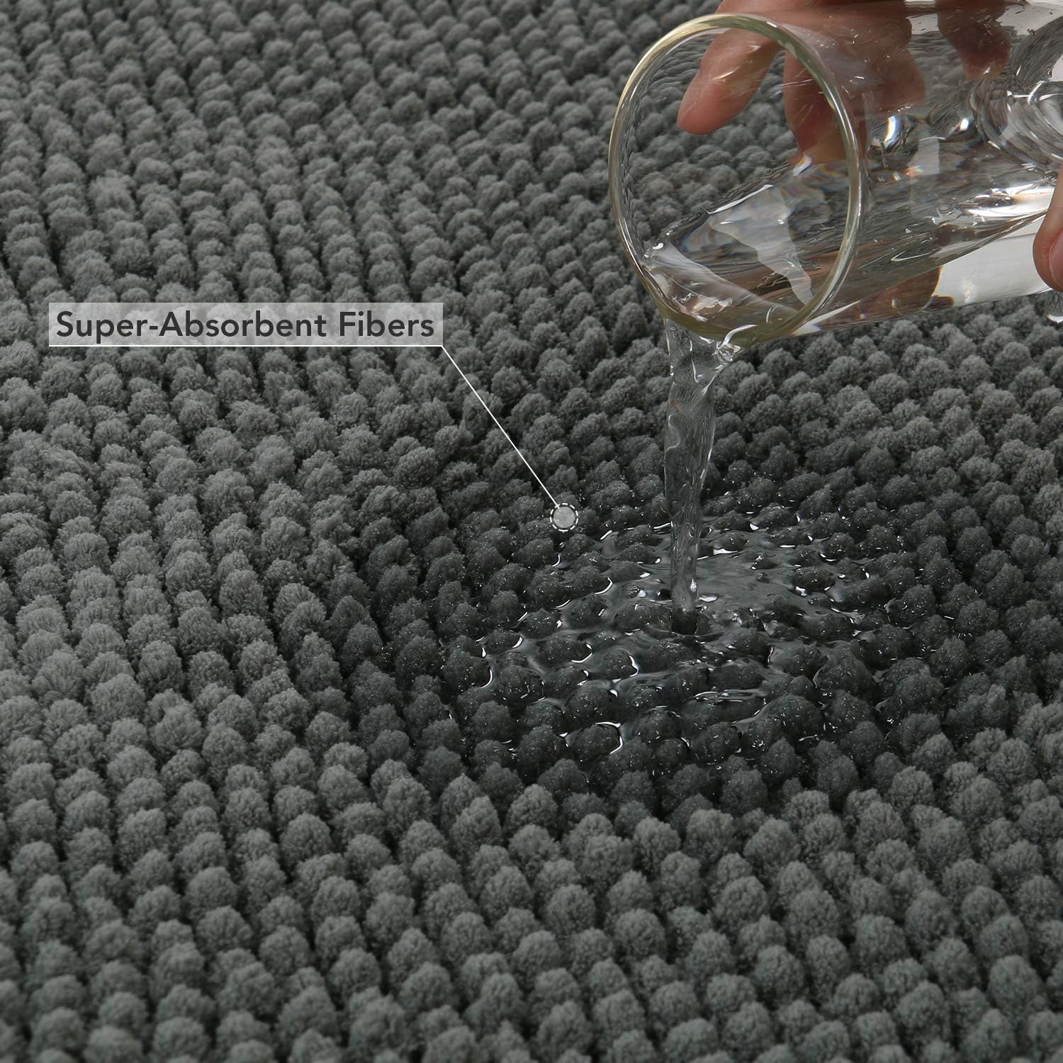 Lifewit Bath Runner Rug 26"×71" Chenille Area Mat Rugs for Bathroom Kitchen Entryway Bedroom Machine Washable Water Absorbent with Non-Slip Rubber Collection Shag Rug, Grey