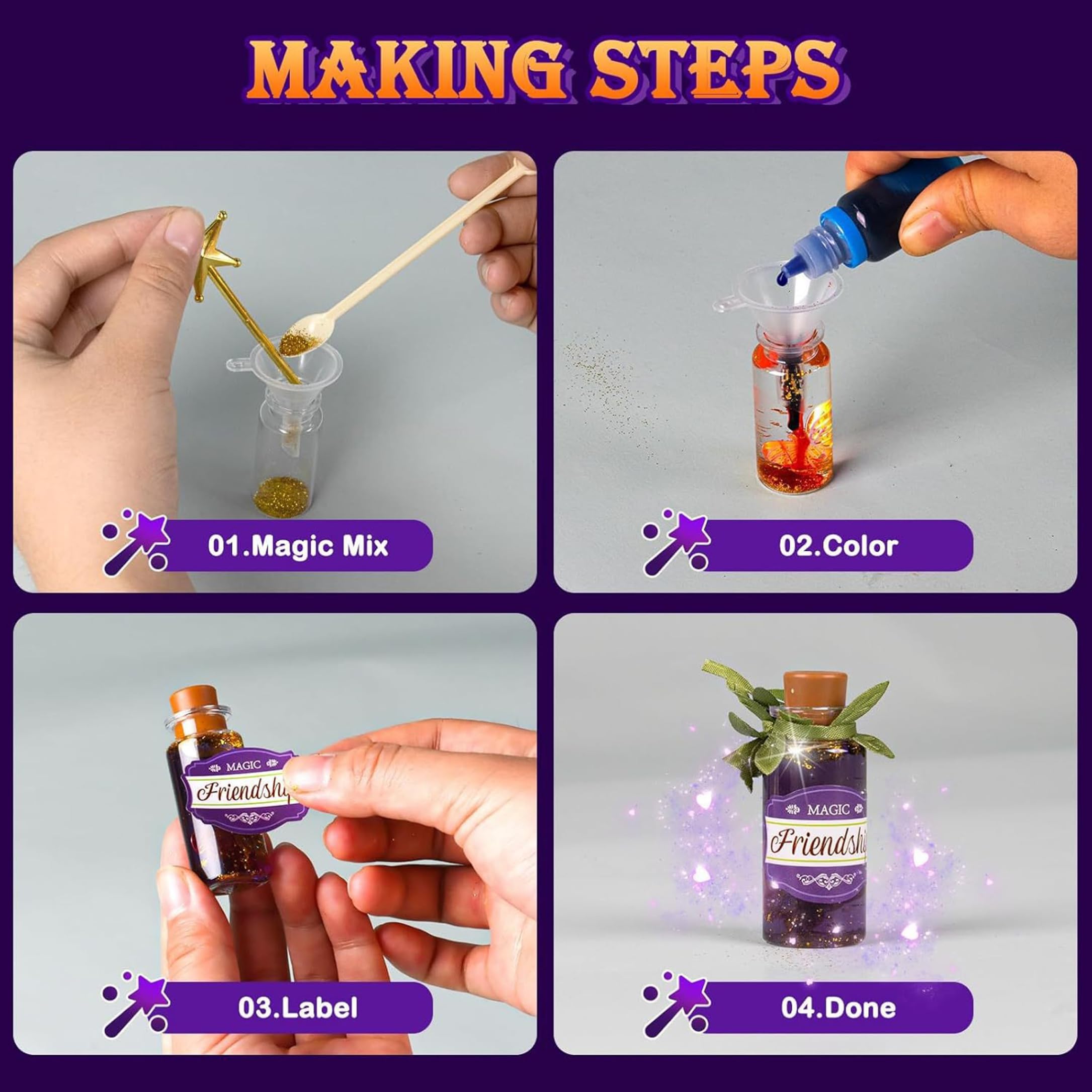 Kit de poción de Hadas, Kit de pociones de Bricolaje para Fiesta de Halloween para niños