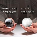 Berlinzo Moule de boules de glace de qualité supérieure - 4 Grande boule de glace transparente de 2,4 pouces en cristal pour le cocktail de whisky, facile à enlever Moule de glace de sphère- Sac de stockage de glace inclus, noir (non-électrique)