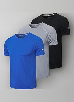 Gaiatiger 1/3 Pack Mens T-Shirts Quick Dry Short Sleeve Tops Moisture Wicking Active Athletic Running Work Shirts