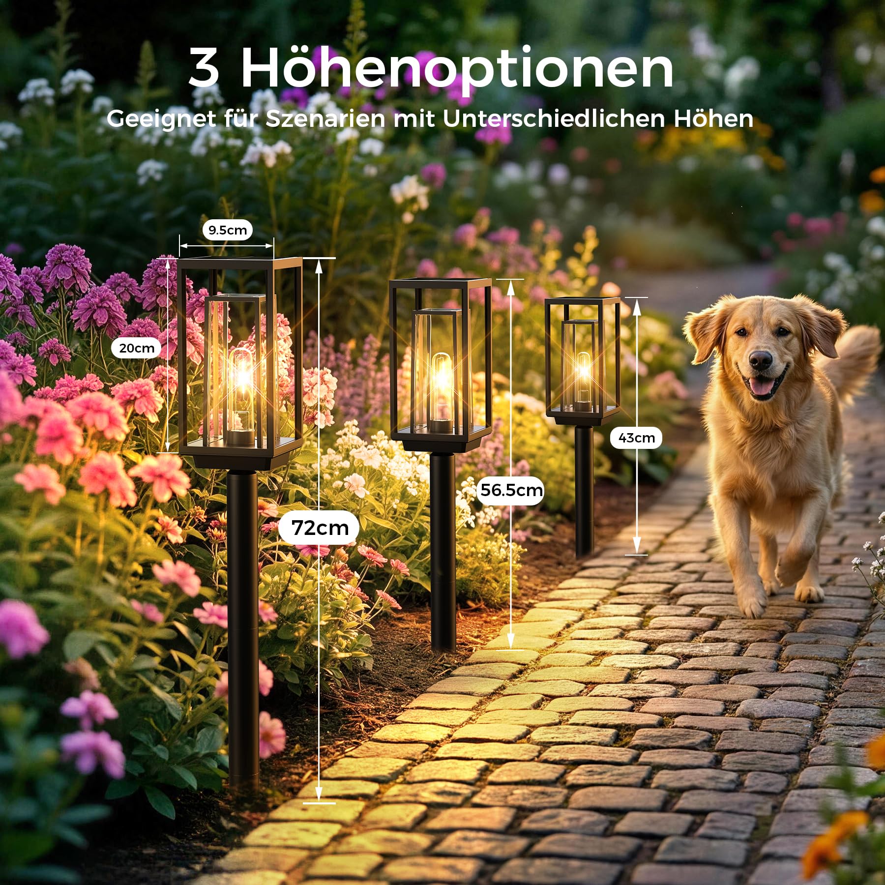 JOYCREATOR Solarleuchten Garten 4 Stück, 26LM Warmweiß Solarlampen für Außen Garten 1500mAh mit 14 Std. Arbeitzeit, IP65 Wasserdicht LED Gartenbeleuchtung Solar für Hof Outdoor Deko Frauen Geschenke