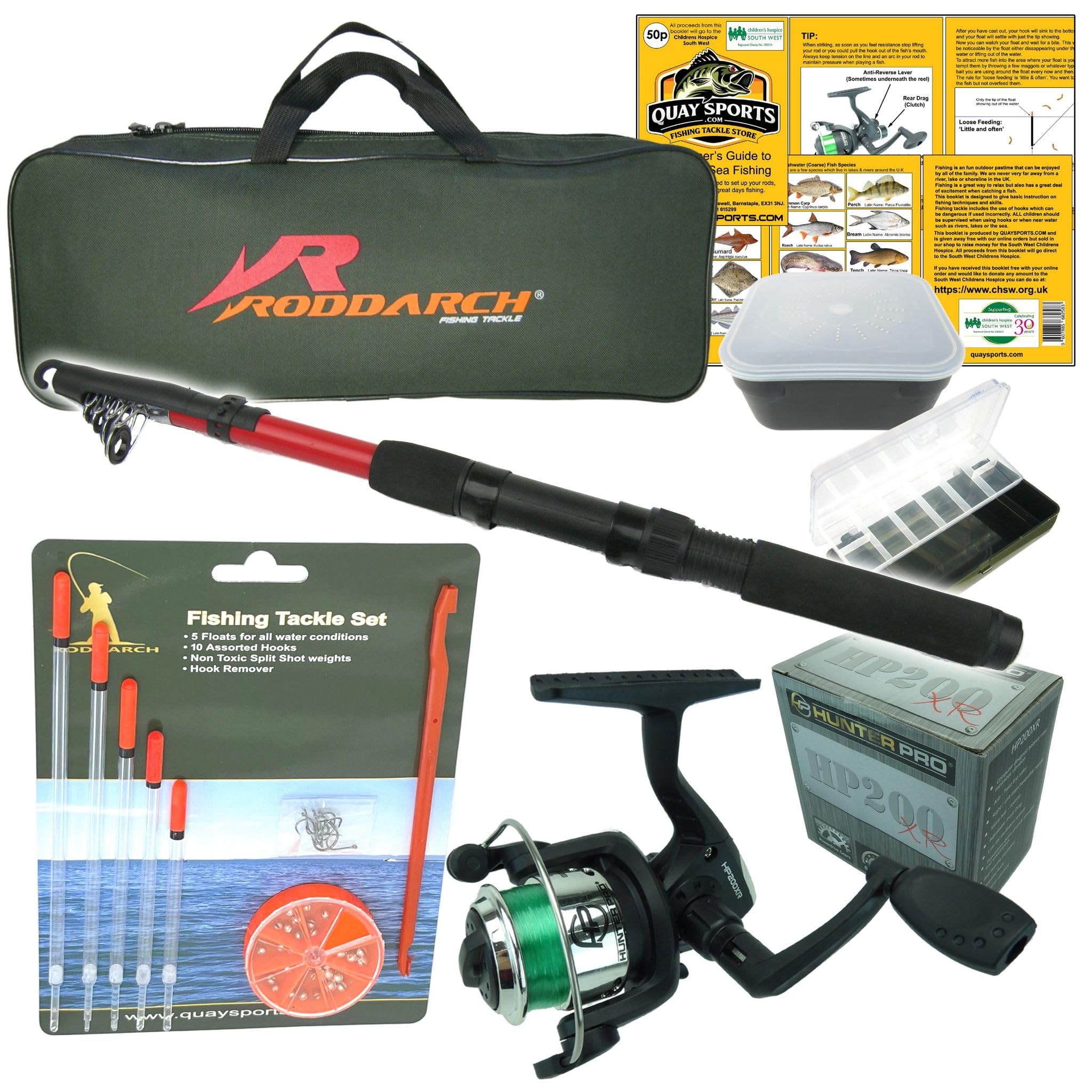 Roddarch© Junior Beginners Kids Novice Fishing Rod Reel Kit Set