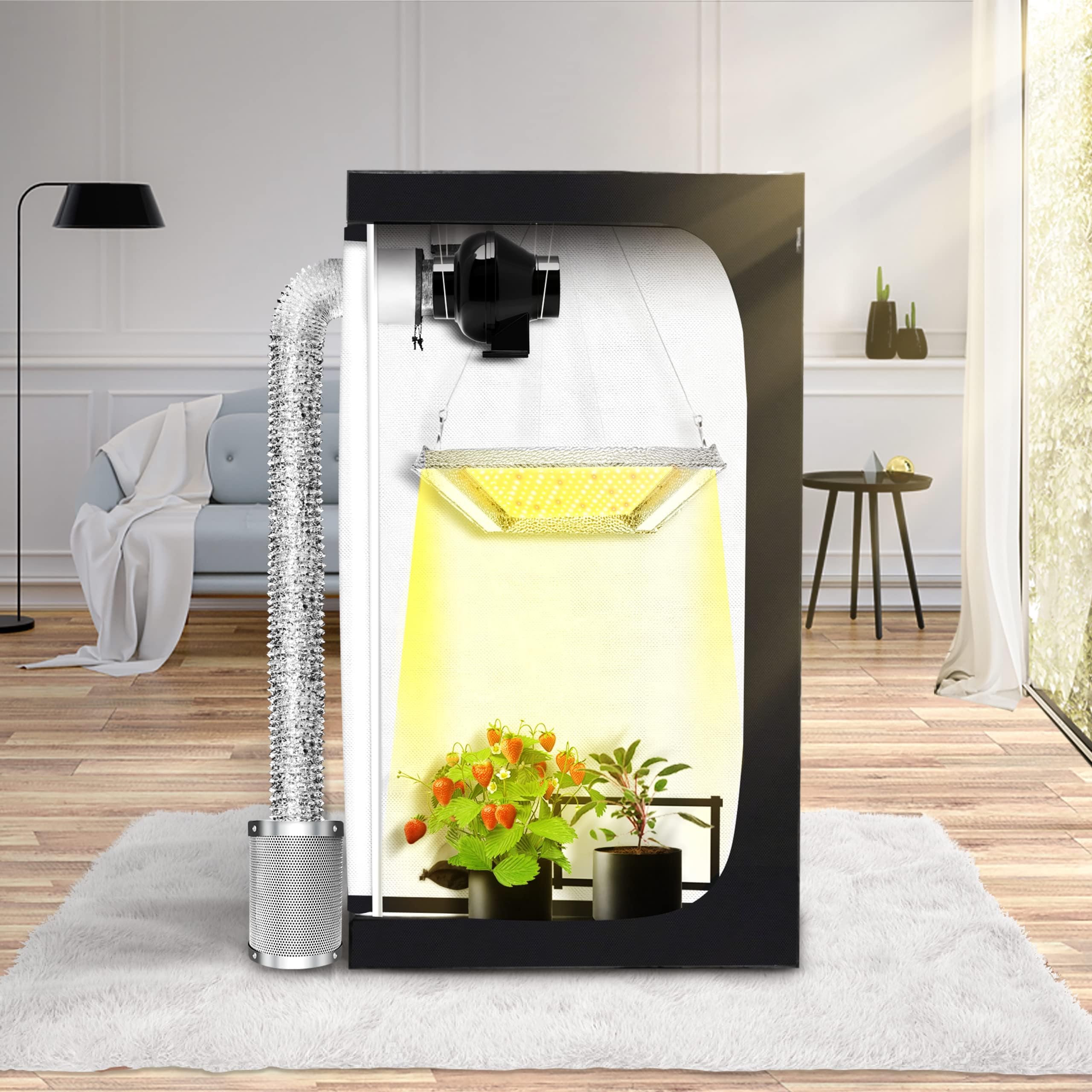 iPower Filtro de Carbono de 6 Pulgadas para Control de olores con carbón Virgen Australiano para Ventilador en línea de Plantas de Interior, Tienda de campaña, Brida Reversible, prefiltro Incluido