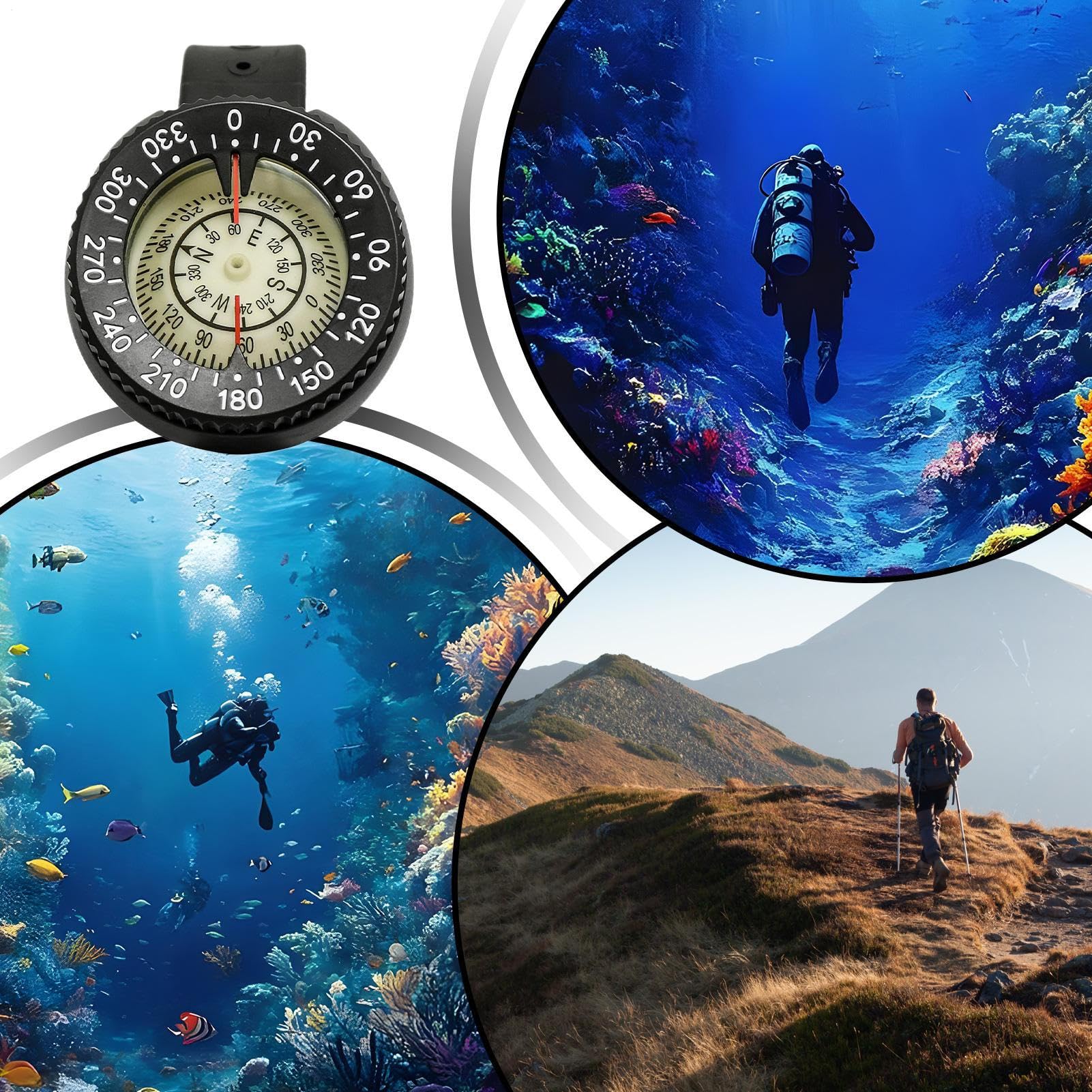 Brújula de supervivencia, navegación subacuática precisa, brújula luminosa impermeable multifuncional para senderismo, supervivencia, buceo, camping