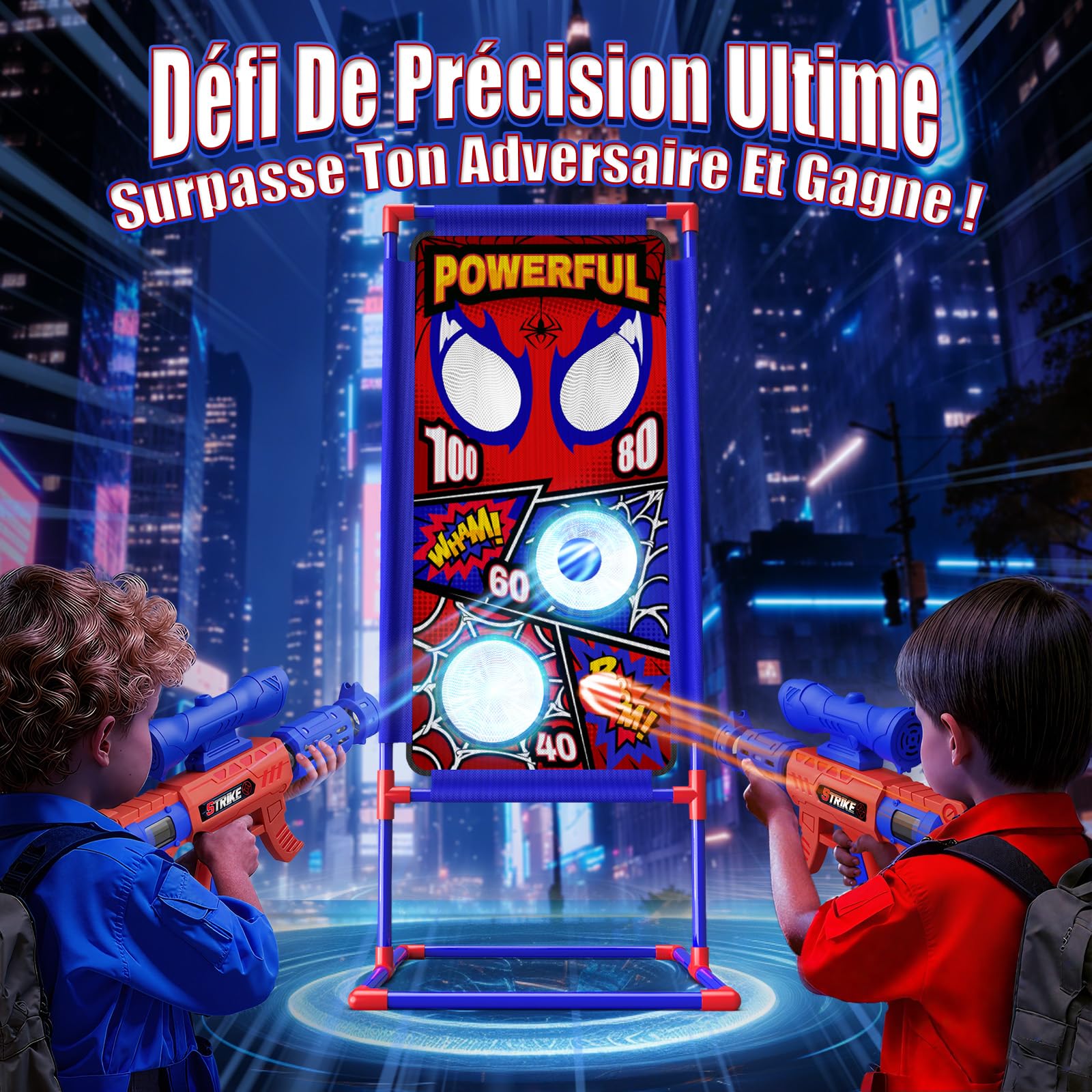 Jeu de Tir Enfant avec 2 Pistolet à Air avec Visée|4 Cibles à Points|24 Balles Mousse, Jeux Exterieur Enfant Jouet Garcon 3-12 Ans Cadeau Enfant 4 5 6 7 8 9 Ans Garçon Cadeaux de Pâques Anniversaire