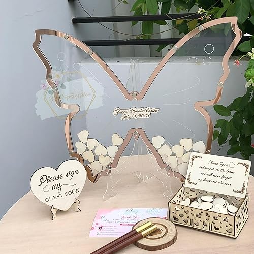 Miniatura 2 de Alternative Quinceanera Butterfly Guest Book - Customizable Transparent Butterfly Guest Book Ideas - Perfect for Birthday, Sweet 15, Miss Quince,