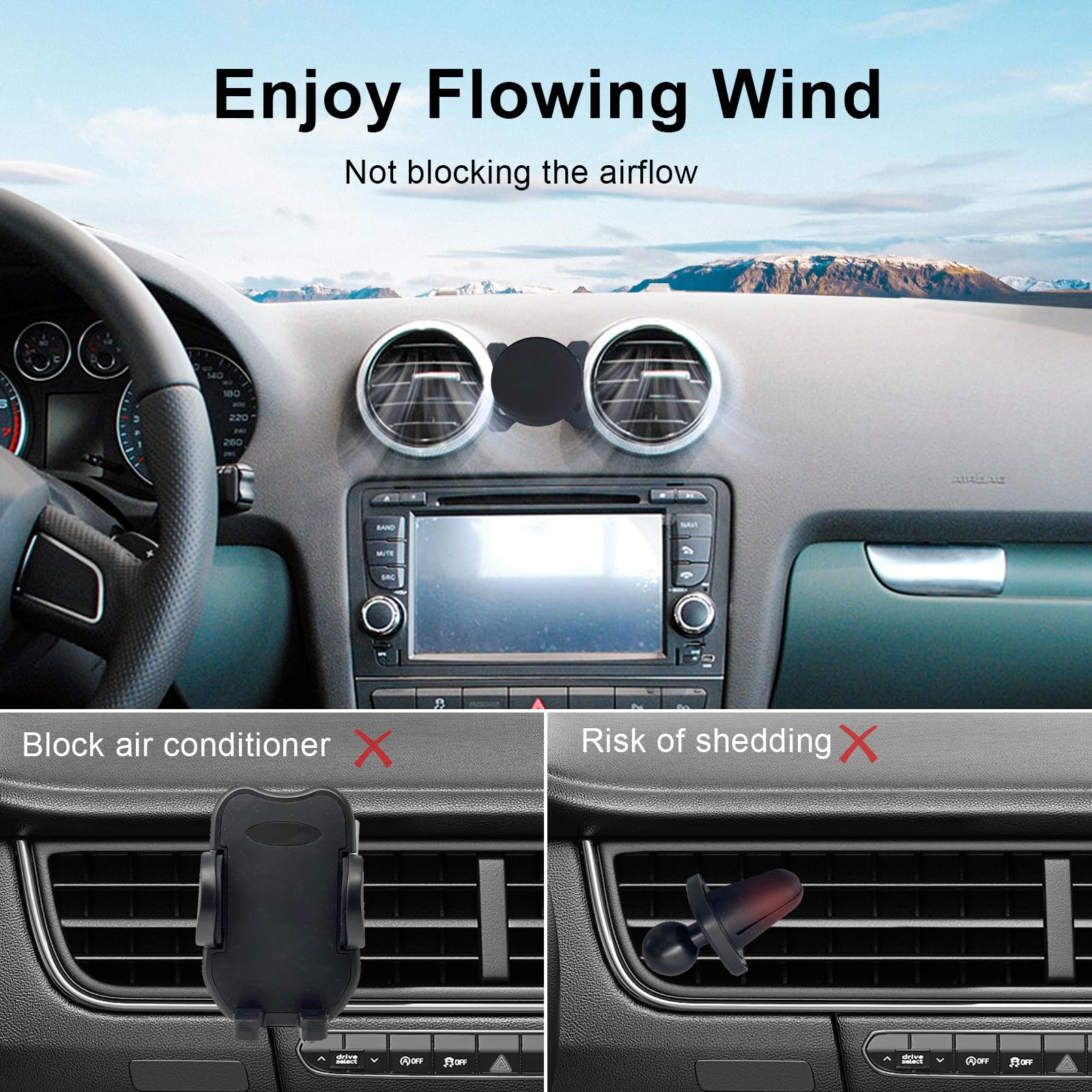 Magnet Handyhalterung Für Audi Q5 A4 A5 - Schwarz Mit 21 N55 Magneten