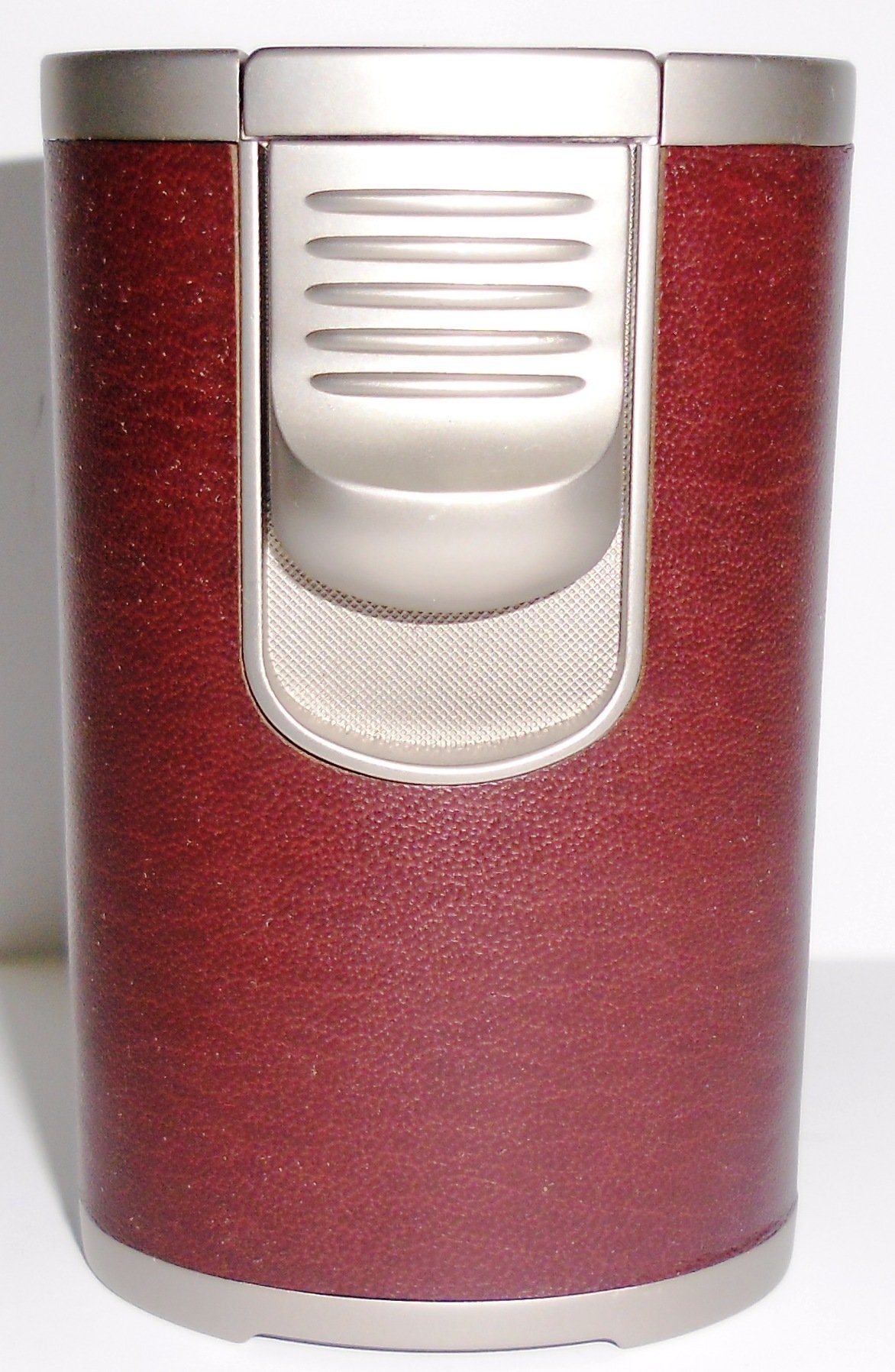 JetLine DT-101 Dark Brown Leather Quadruple Flame Table Torch Lighter