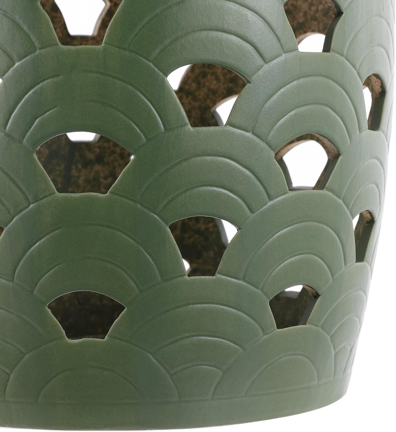 SAFAVIEH Home Collection Amaissa Moss Green Ceramic Decorative Garden Stool for Living Room, Bedroom, Garden, Side Table, Plant Stand (Fully Assembled)