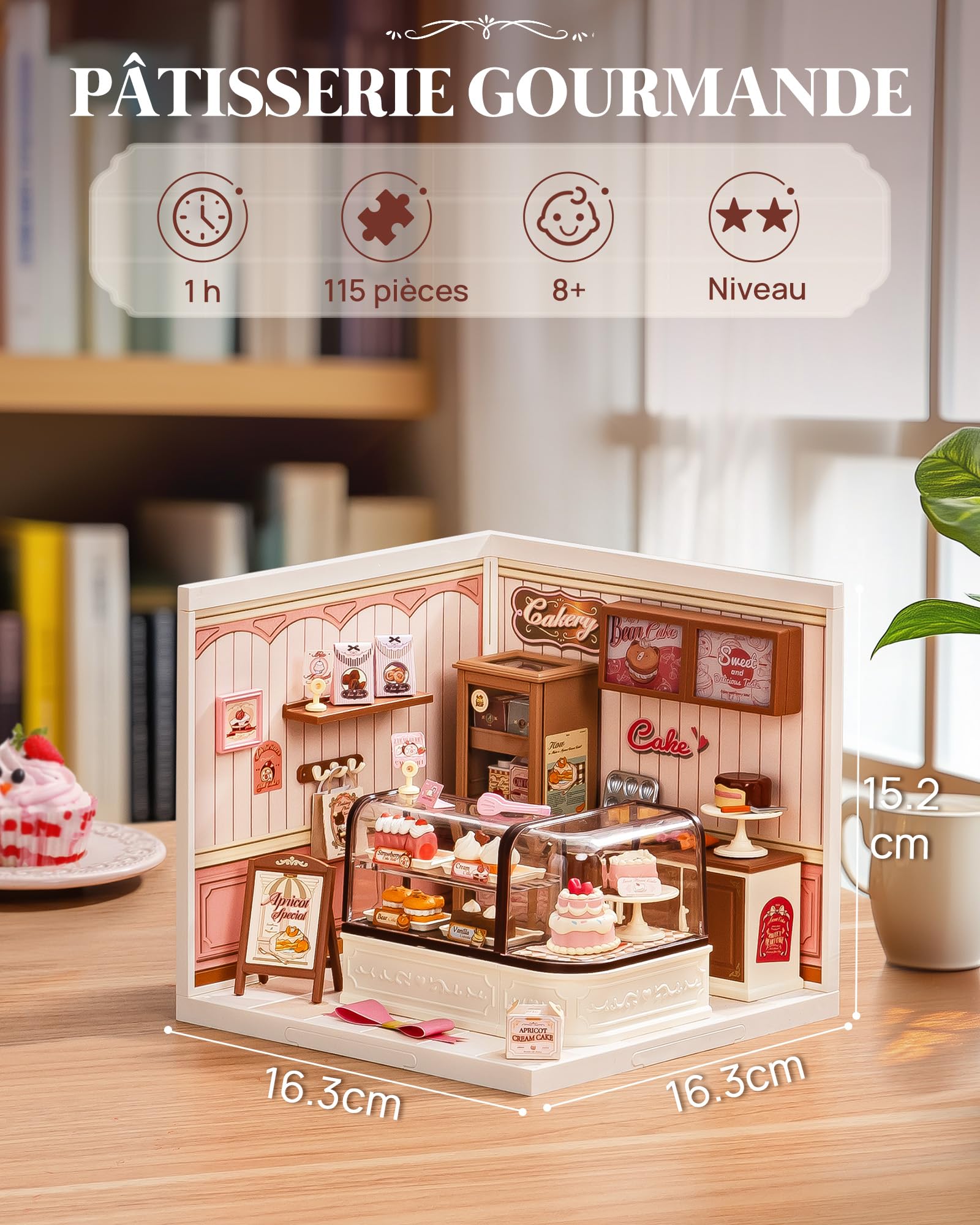 Rolife Super Creator Tasty Cake Shop, Maquette Miniature avec LED sans Colle, Série Collection, Kit Déco Confortable Bureau et Chambre, Cadeau Anniversaire Filles Femmes