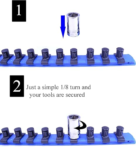 Miniatura 2 de MLTOOLS Twist Lock - Organizador de riel de enchufe rojo de 18 pulgadas con 15 clips de enchufe de 38 pulgadas, fabricado en Estados Unidos