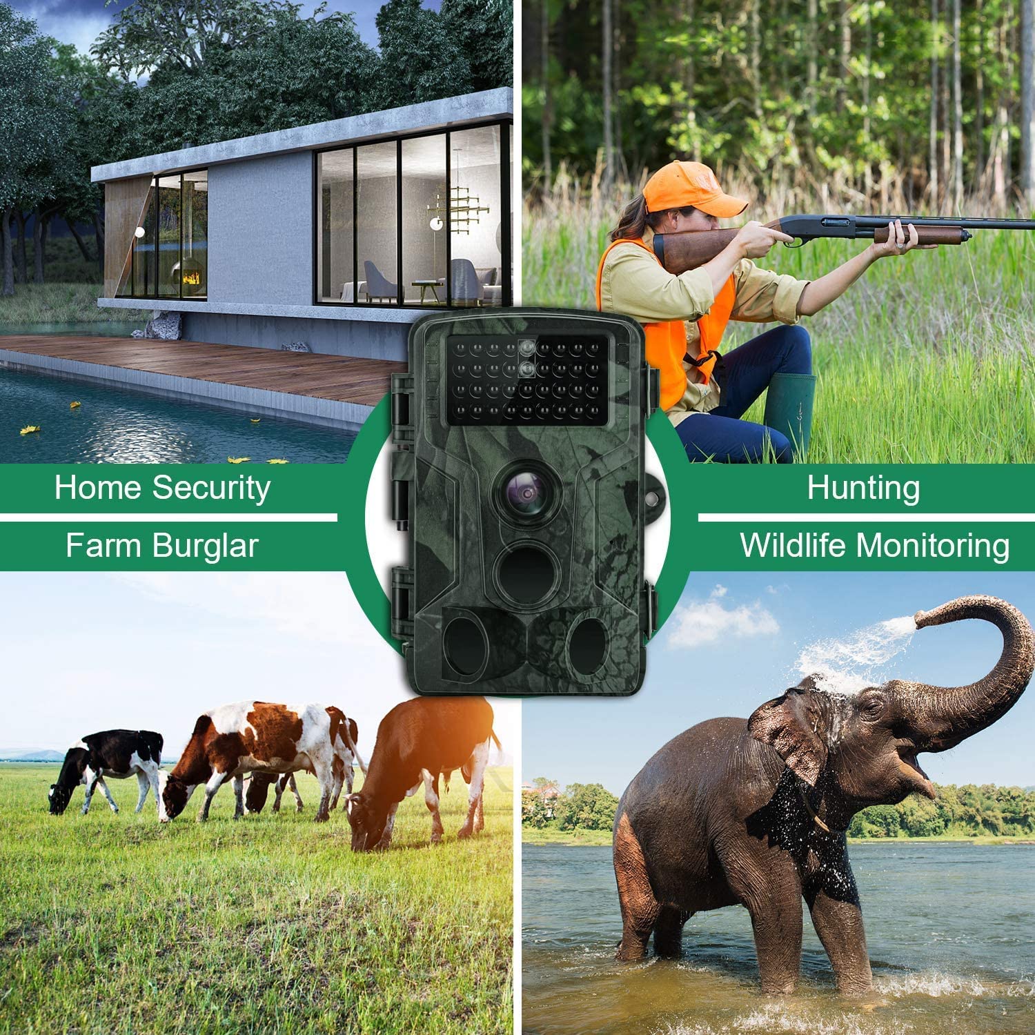 SUNTEKCAM Fototrappola Fotocamera Caccia 50MP 4K, Fototrappole IP66 Impermeabile, Grandangolare 120 ° Fototrappola Infrarossi Invisibili con SD da 32 GB