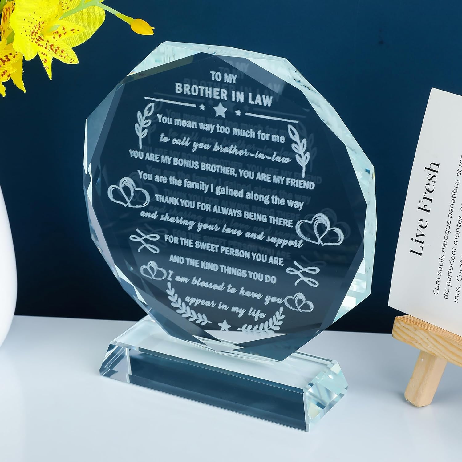 YWHL Brother in Law Gift, Unique Crystal Keepsake Gifts Ideas for Brother-in-Law Adult Best Brother in Law Birthday Gifts Ideas Bonus Brothers, Brother in Law Gifts from Sister in Law on Wedding