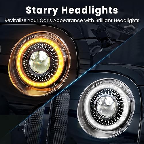 Miniatura 9 de HWSTAR 2023 1000% brillante antirreflejo de 7 pulgadas Halo LED faro redondo compatible con Jeep Wrangler JK JKU TJ LJ, etc con gradiente de puesta