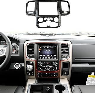 Korlot Carbon Fiber Central Control AC Vent Navigation Panel Screen Dashboard Trim Cover Accessories for 2013-2018 RAM 1500 2500 3500