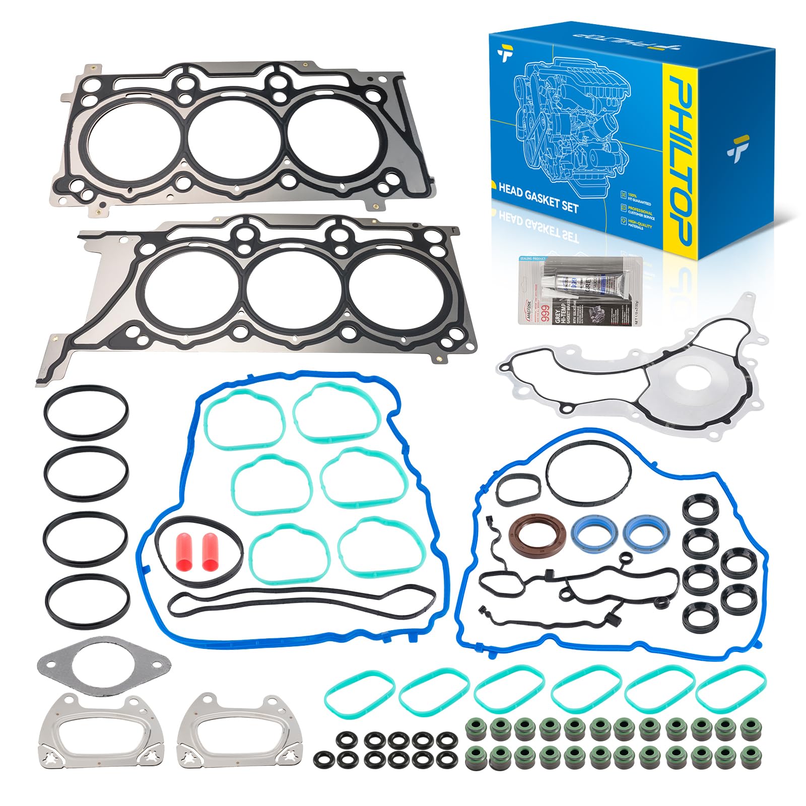 PHILTOP Head Gasket Kit Fit for Chrysler Town &amp; Country 2011-2016 3.6L | For Ram 1500 2013-2019 3.6L, Ram 1500 Classic 2019-2020 3.6L, for Chrysler 300 2011-2020, ProMaster 1500 2500 3500, HS26541PT