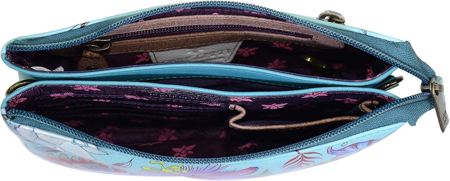 Anuschka Women’s Leather Crossbody Bag – Hand-Painted Genuine Leather Handbag with Adjustable Strap - 637, Crossbody Bag