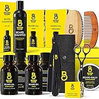 Vista 10 de Kit de cuidado de barba y kit de aseo para hombres The Beard Club - Esenciales para un cabello facial más saludable y con estilo - Navaja de filo