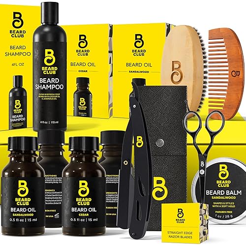 Miniatura 10 de Kit de cuidado de barba y kit de aseo para hombres The Beard Club - Esenciales para un cabello facial más saludable y con estilo - Navaja de filo