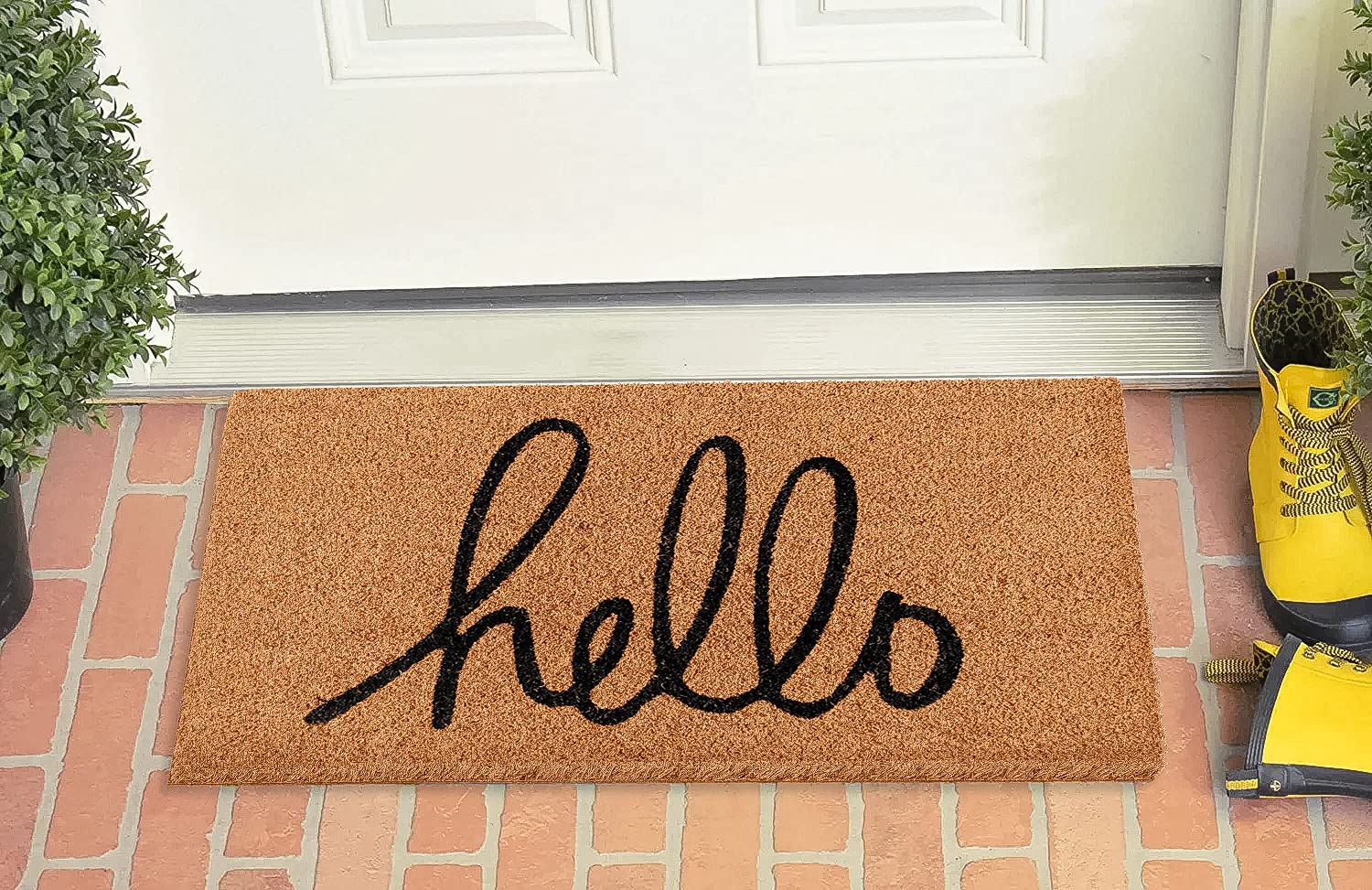 LuxUrux Welcome Mats Outdoor Coco Coir Doormat, with Heavy-Duty PVC Backing - Natural - Perfect Color/Sizing for Outdoor/Indoor uses. (17 x 36)
