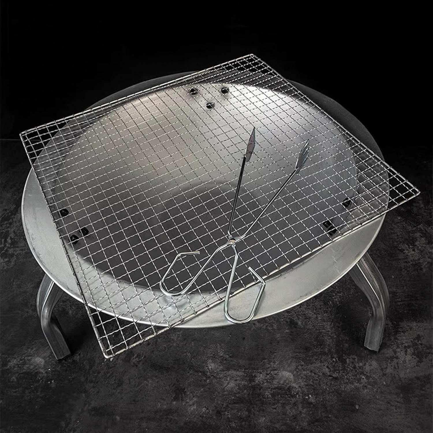 18-Inch Portable Foldable Fire Pit & Grill with Legs - Perfect Outdoor Stove for Camping, Patio, and Backyard Gatherings - Includes Grill Mesh & Tongs