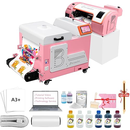 A3 DTF Printer Bundle with Cutter Automatic Slef-Maintenance,Screen Touch Panel DTF Dryer Powder Shaker for Tshirt Heat Transfer Printing,(Printer+Laptop+Shaker+Bracket+Consumables)
