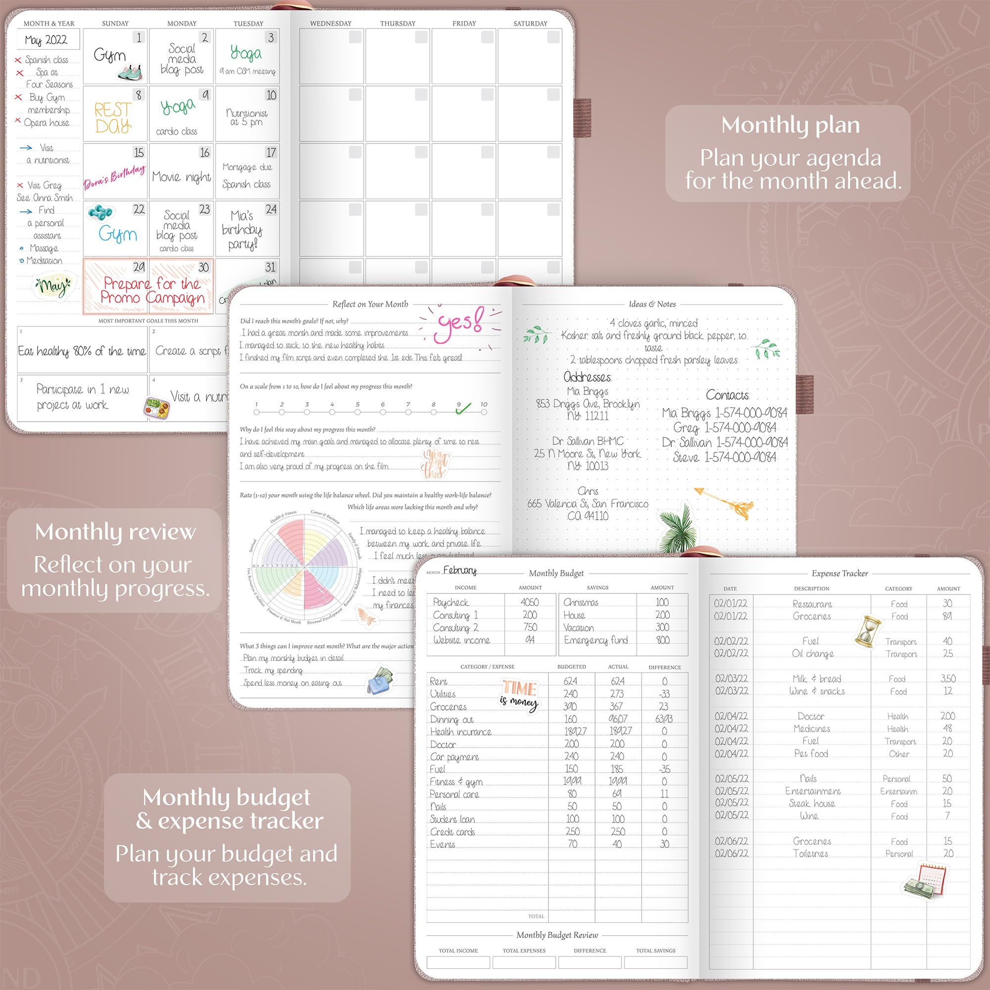 Legend Weekly Planner Premium, Undated 12-Month Weekly, Monthly & Budget Planner with Habit Tracker - Image 4