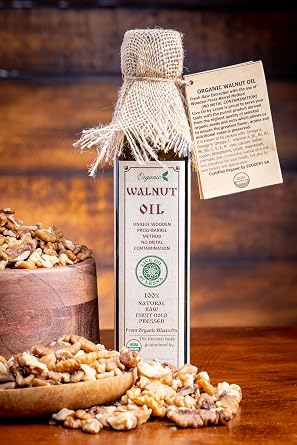 USDA Certified Organic Walnut Oil Raw, Cold-Pressed