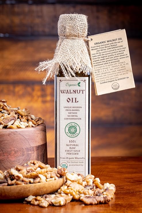 USDA Certified Organic Walnut Oil Raw, Cold-Pressed