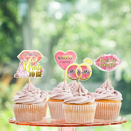 Miniatura 3 de Ercadio 25 Pack Bride to Be Cupcake Toppers Wedding Engagement Cupcake Picks Bride to Be Cake Toppers for Wedding Bachelorette Bridal Shower Party