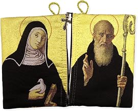 Needzo - Saint Benedict & St. Scholastica Rosary Icon Pouch with Zipper, Religious Keepsake Gifts, 5 ⅜ x 4 Inches