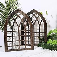 Vista 7 de Yulejo 2 marcos rústicos de ventana para decoración de pared, decoración de pared de granja de madera de 15.6 x 11 pulgadas, ventana de catedral