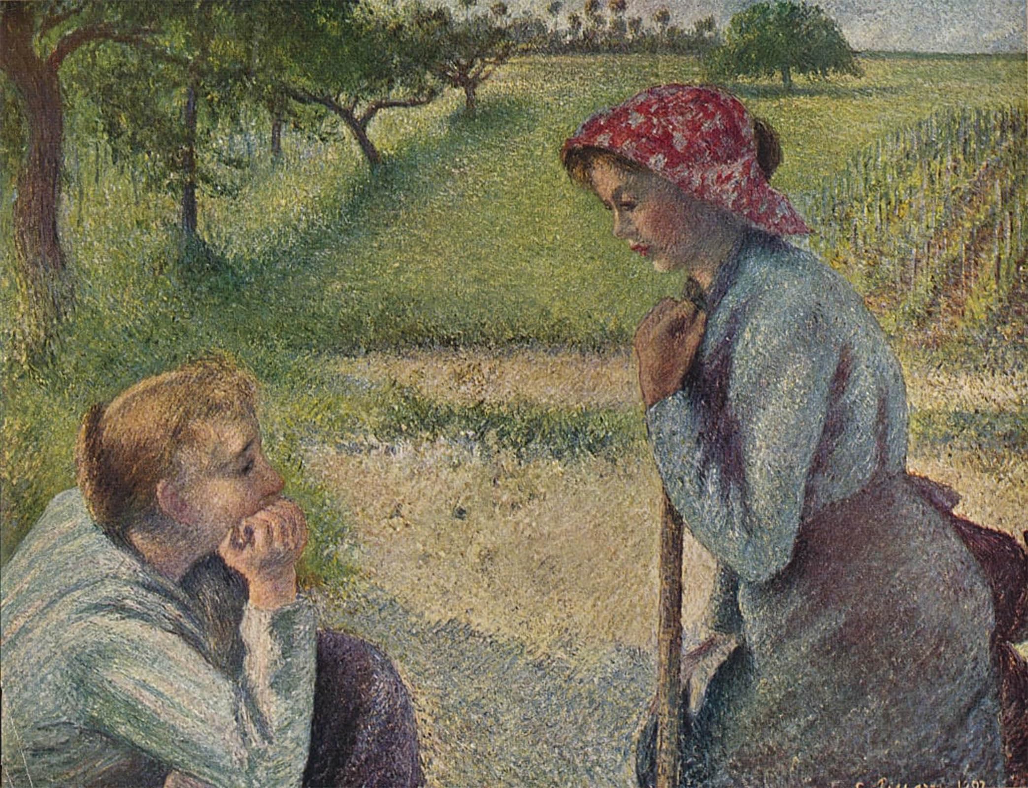 ARTXLXXBN Famous Prints Artwork Pictures Poster Painting Art the Chatterer by Camille Jacob Pissarro Artwork Landscape Pictures for Home Decor 60x90cm