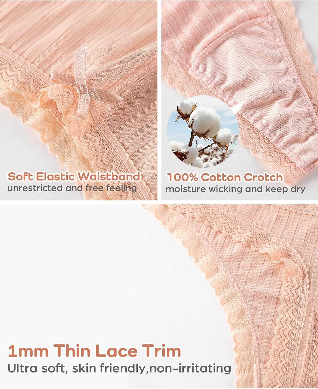 KNITLORD Super Soft Women's Thongs Lace Underwear Breathable Viscose Panties Sexy No Show Undies 5 Pack - Image 4