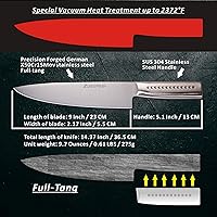 Vista 3 de MATTSTONE HILL - Cuchillo de cocina profesional de 9 pulgadas, cuchillo de chef ultra afilado de acero alemán, cuchillo para verduras, mango