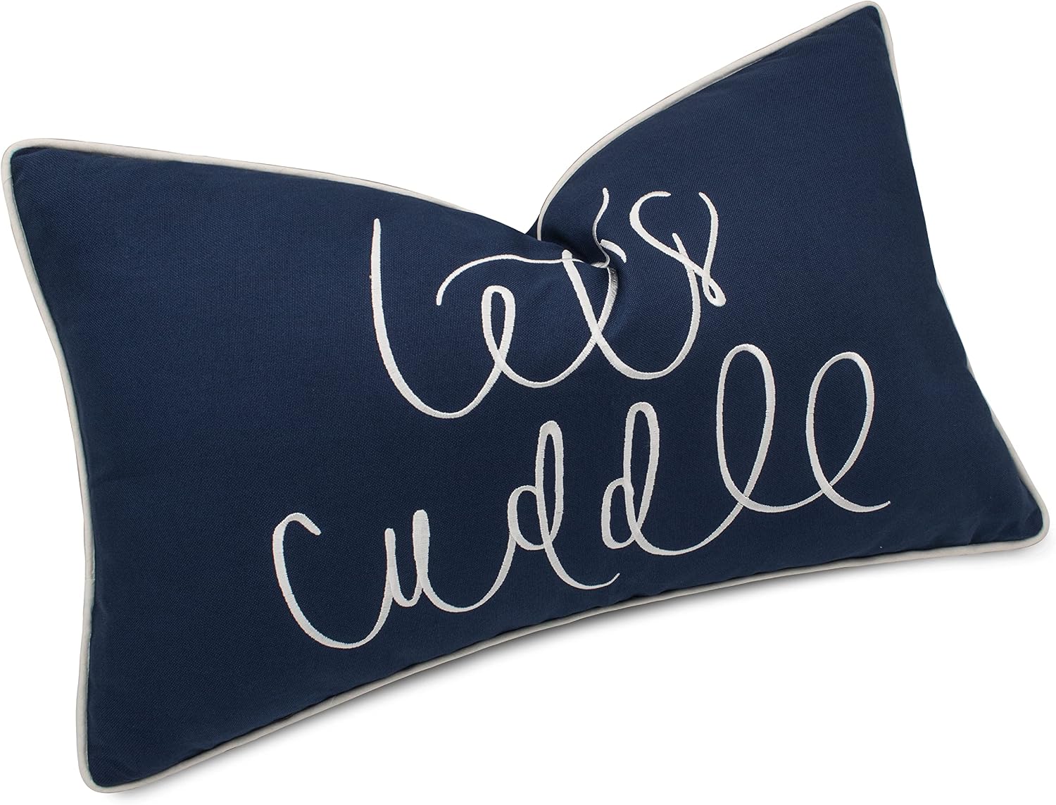 VAGMINE Let's Cuddle Embroidered Decorative Lumbar Accent Throw Pillow Cover - 12x20 Inches, Navy Blue