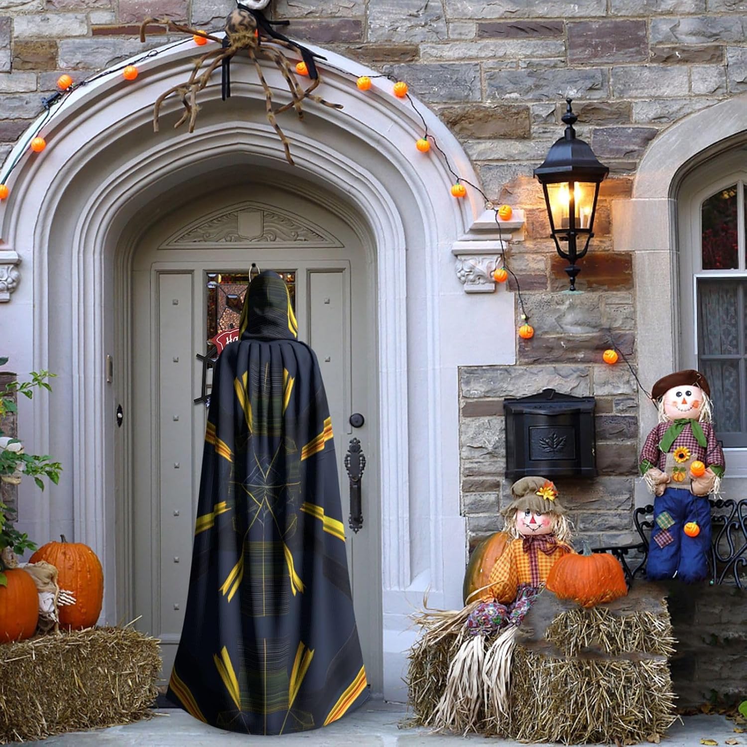 Multidimensional Space Men Women Halloween Role Play Party Decoration Hooded Poncho Black