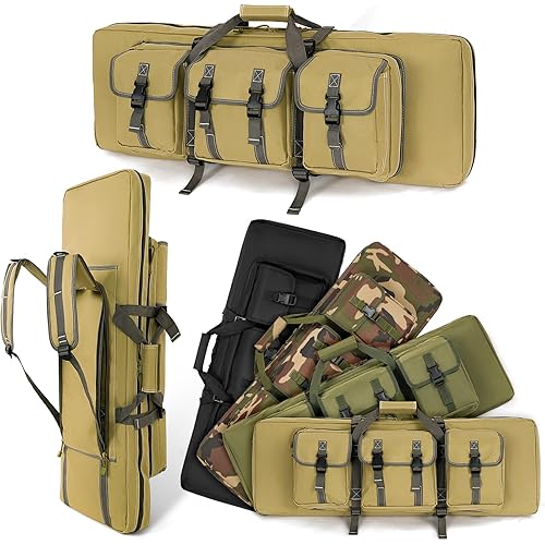 DULCE DOM 32/36/42/48/52 inch Double Rifle Case Soft Bag Gun Case, Perfect for Rifle Pistol Firearm Storage and Transportation, All Around Shooting Range Tactical Rifle Backpack, Indoor Outdoor