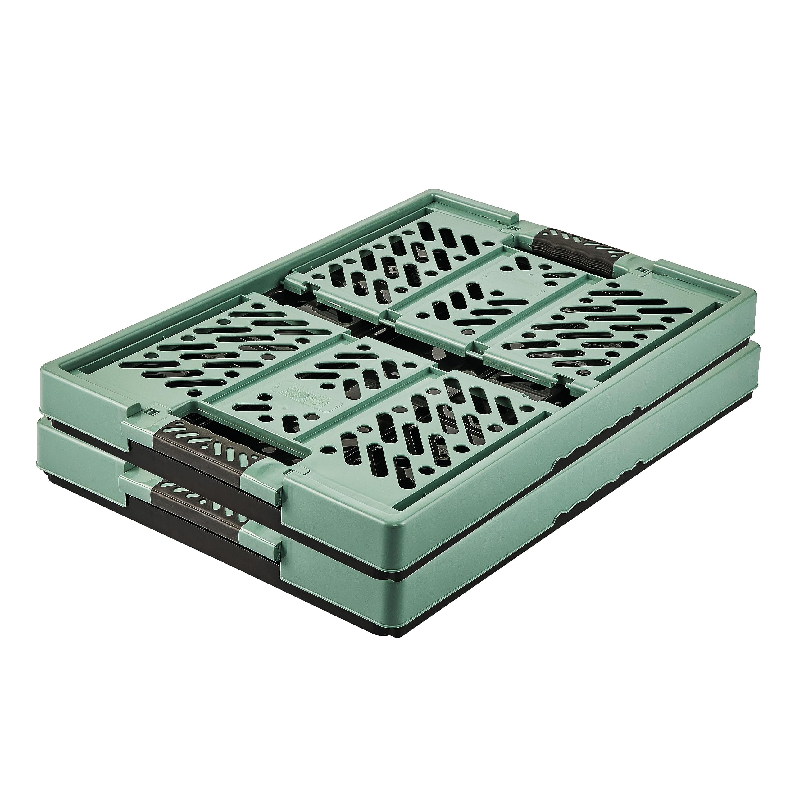 keeeper 2x Cajas plegables resistentes con asas suaves al tacto, 45 l, Ben, Verde nórdico