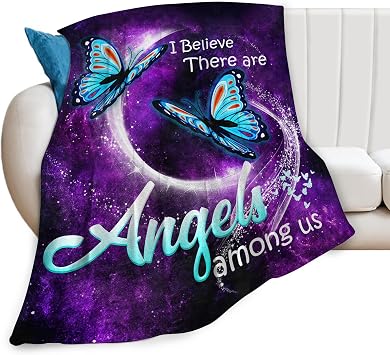 Blue Butterfly Blanket Throws Butterfly Gifts Angels Butterfly Throw Blanket for Girls Women Kids Adults Soft Warm Cozy Fleece Blanket for Couch Sofa Bed 50"x40"