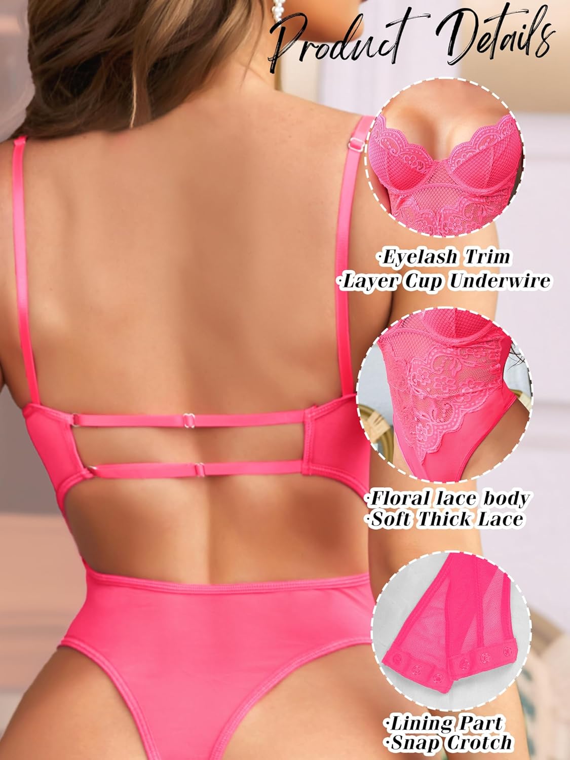 popiv Women One Piece Lingerie Lace Body Suits Teddy Corset Tops Underwire Bodysuit - Image 2