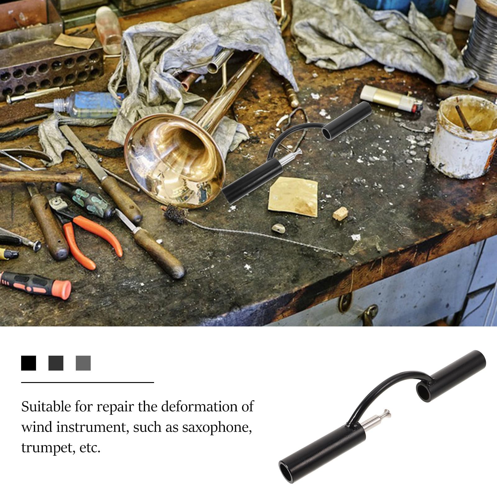 TOYANDONA Zweihändige Metall Presswalze Saxophon Trompete Reparaturwerkzeug Blasinstrument Verformungsreparatur Langlebig Schwarz
