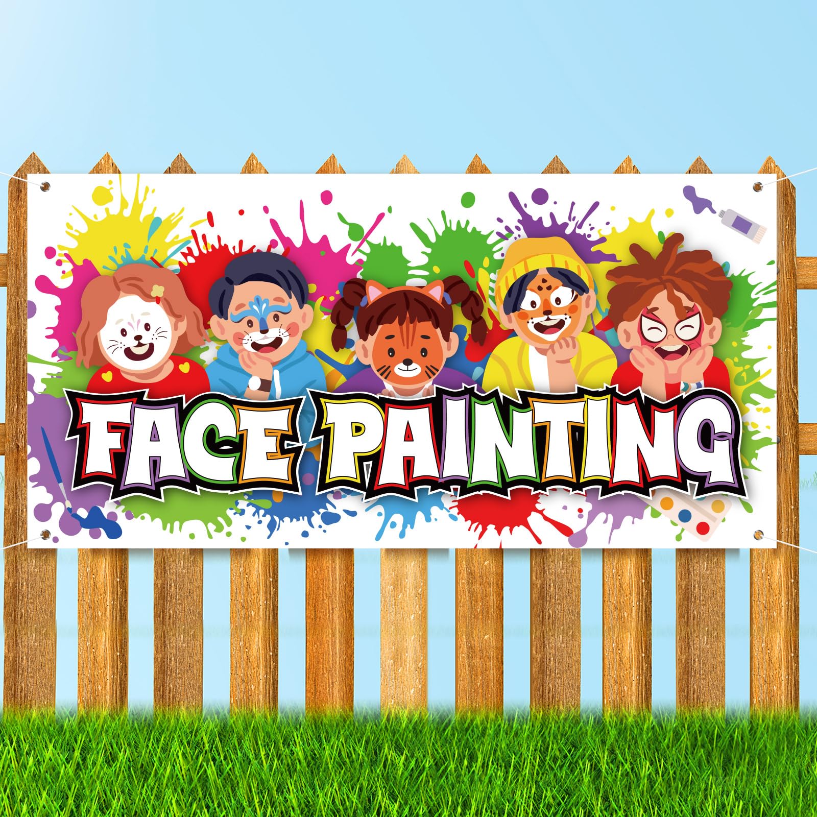 Fullhawl 2x4 ft Face Painting Banner Sign Face Decorations Attract Customers at Halloween Party Costume Cosplay Exhibitions Makeup