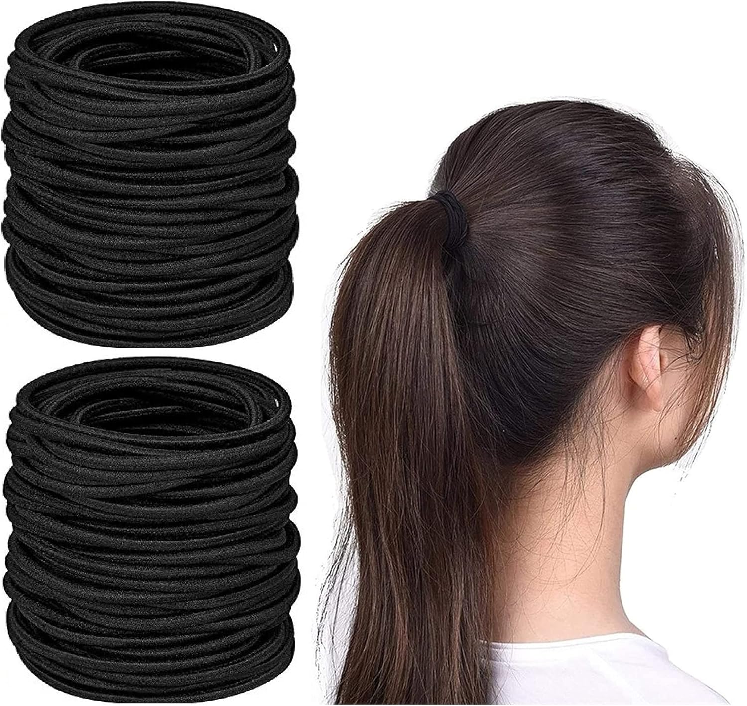 WROLY Hair Bands, Hair Bands For Women, Ponytail Holders, Hair Bobbles Hair Ties 4mm, Hairbands Hair Bands For Girls, Hair Bobbles Elastic Hair Bands (50-Hair Bands (Black) — image 7