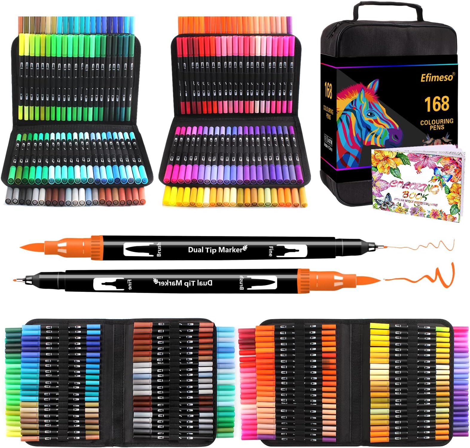 Efimeso 168 Colouring Pens for Artists Drawing Sketching Calligraphy