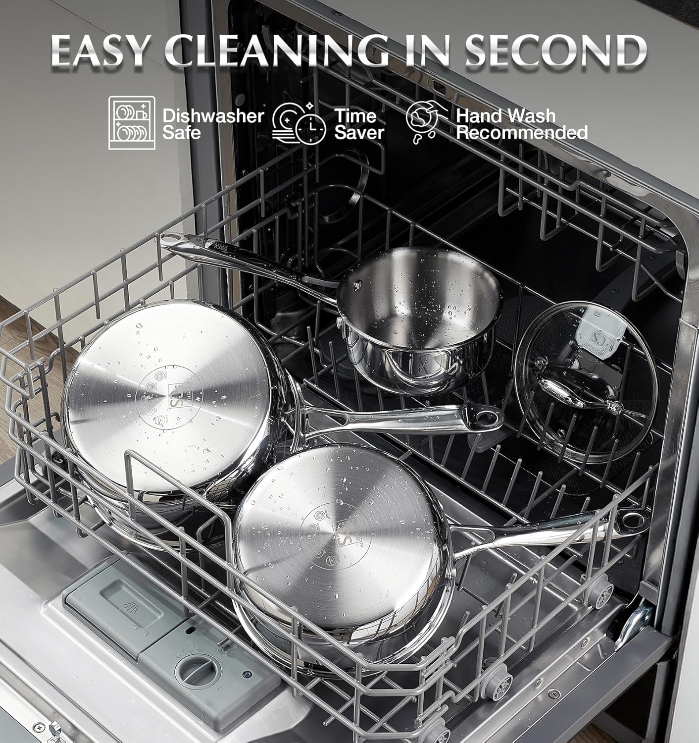 KOCH SYSTEME CS Triply Stainless Steel Saucepan, 3 Quart Stainless Steel Pot with lid, Large Cooking Pot, 3QT Sauce Pan with Stay Cool Handle, Induction Compatible Pot, Oven Safe 600°F - Image 5