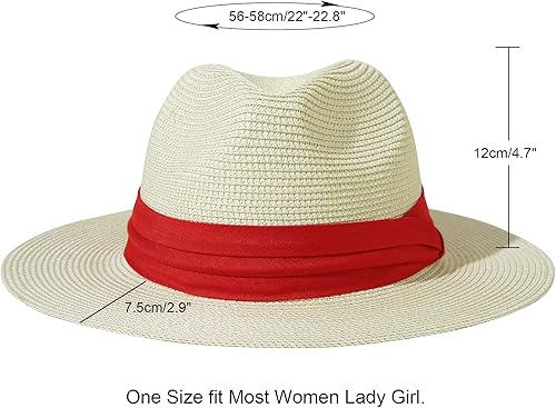 Miniatura 51 de Lanzom - Sombrero de paja playero para mujer, de ala ancha, plegable, estilo Fedora, UPF50+