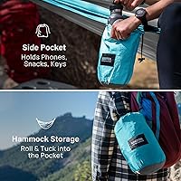 Vista 4 de Kootek Hamaca de campamento, hamacas portátiles con correas para árboles y bolsa de transporte adjunta, equipo esencial de campamento, perfecto